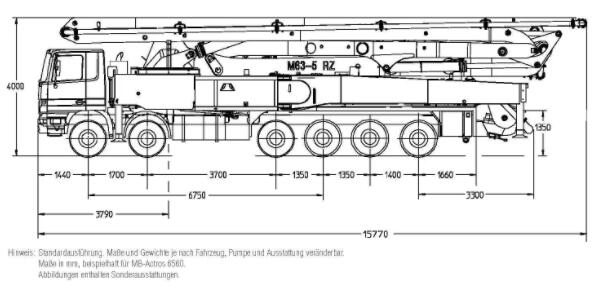 63 meter long concrete pump truck