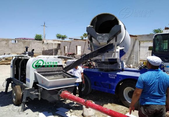 concrete mixer truck and concrete pump trailer