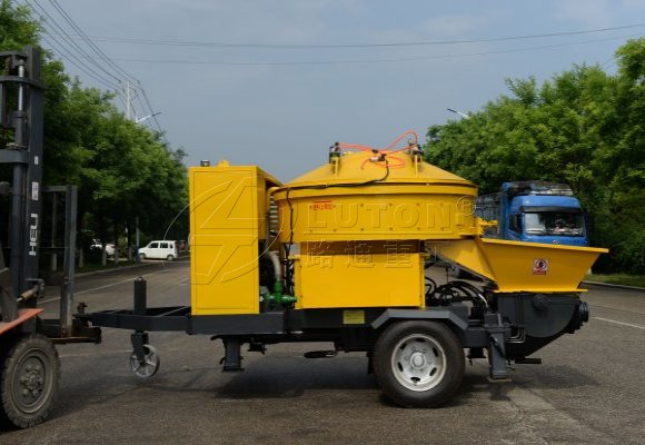electric concrete pumping trailer with vertical mixer