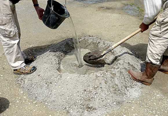 water of concrete construction materials